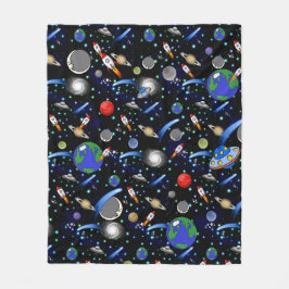 Galaxy Universe - Planten, sterren, komets, rakett Fleece Deken