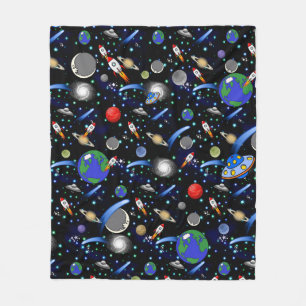 Galaxy Universe - Planten, sterren, komets, rakett Fleece Deken
