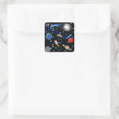 Galaxy Universe - Planten, sterren, komets, rakett Vierkante Sticker (Tas)