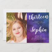 Galaxy Universe Sterren Meisje Foto Verjaardag Kaart (Voorkant)