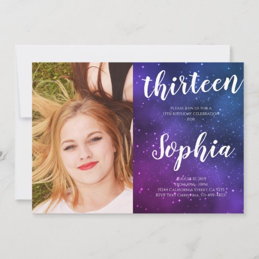 Galaxy Universe Sterren Meisje Foto Verjaardag Kaart (Voorkant)