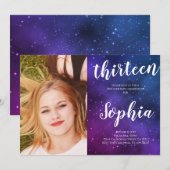 Galaxy Universe Sterren Meisje Foto Verjaardag Kaart (Voorkant / Achterkant)