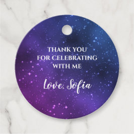 Galaxy Verjaardag Dank u Label Universum Paarse