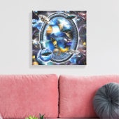 Galaxy Visitors in Space Canvas Afdruk (Insitu (Woonkamer))