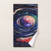 Galaxy Watercolor Space Planet Solar System Handdoek (Handdoek)