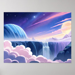 Galaxy Waterfall Poster