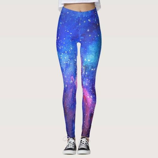 Galaxy Waterverf Night Sky. Leggings (Voorkant)
