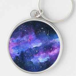 Galaxy Waterverf Paarse Gift voor Tiener Sleutelhanger