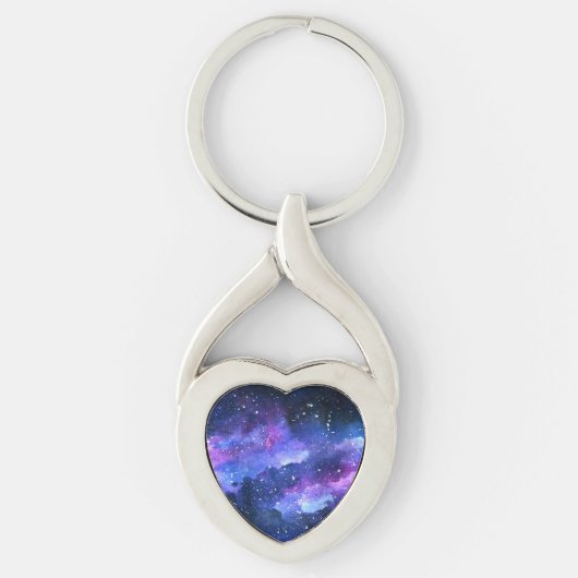 Galaxy Waterverf Paarse Tiener Gift Sleutelhanger (Voorkant)