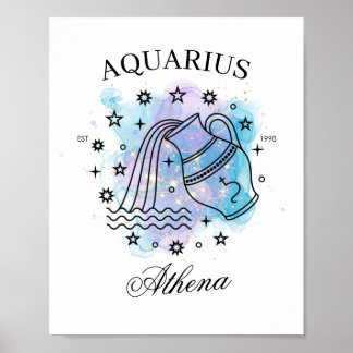 Galaxy Waterverf Waterman Zodiac Sign Poster