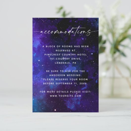 Galaxy Wedding Accommodations | Hotel Information Informatiekaartje (Staand voorkant)
