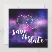 Galaxy Wedding Hearts Constellation Save the Date Kaart (Voorkant)