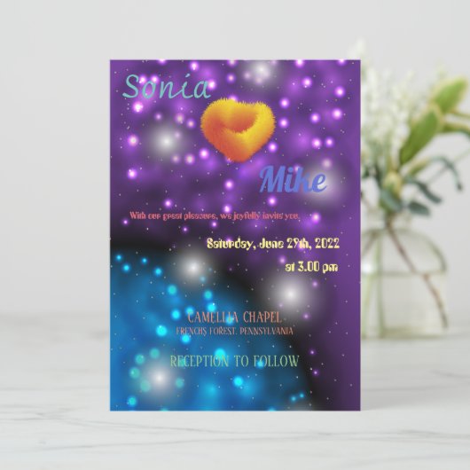 Galaxy Wedding Kaart (Staand voorkant)