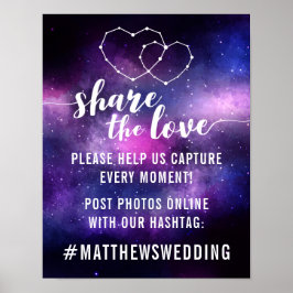 Galaxy Wedding Reception Stars Hashtag Fotobord Poster