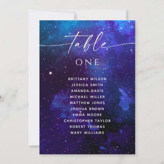 Galaxy Wedding Seating Chart | Cosmic Night Sky  Kaart (Voorkant)