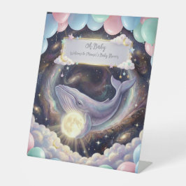 Galaxy Whale Baby Shower Welcome Sign Reclamebord Met Voetstuk