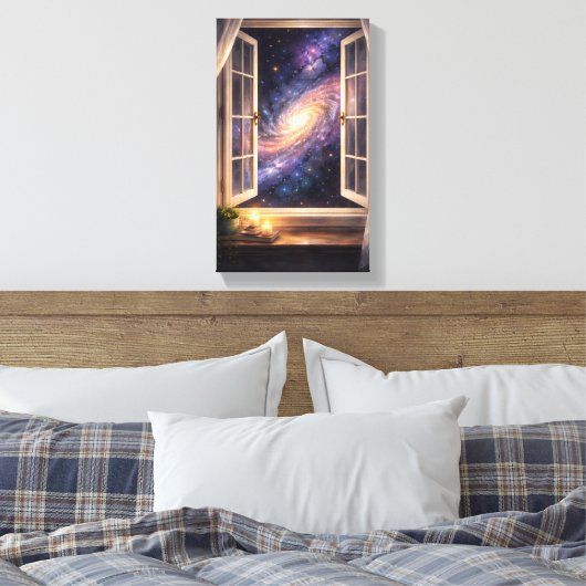 Galaxy Window Wall Art Canvas Afdruk (Insitu (Slaapkamer))