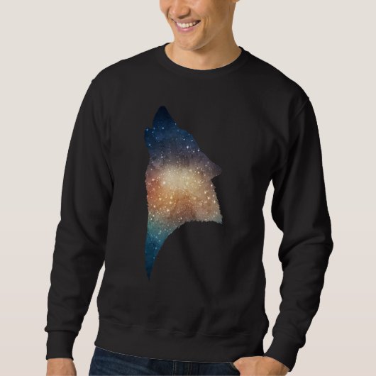 Galaxy Wolf Cool Trippy Shimmer Space Trui (Voorkant)