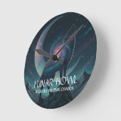 Galaxy Wolf Silhouette with Moon (NO NUMBERS) Ronde Klok (Hoek)