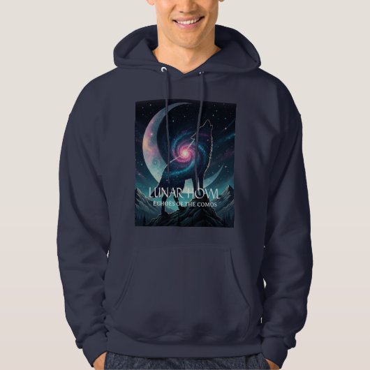 Galaxy Wolf Silhouette with Mystical Nebula Moon Hoodie (Voorkant)