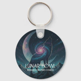 Galaxy Wolf Silhouette with Mystical Nebula Moon Sleutelhanger
