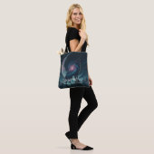 Galaxy Wolf Silhouette with Mystical Nebula Moon Tote Bag (Op model)