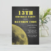 Galaxy Yellow Moon 13th Birthday Party nodigt (Staand voorkant)