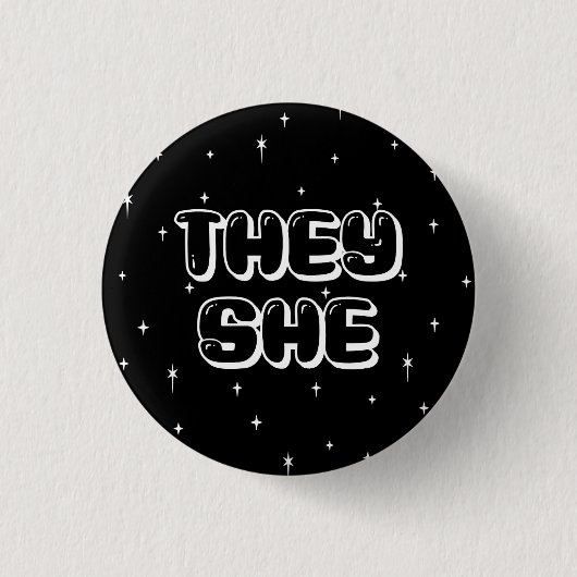 Galaxy Ze/Zij Pronouns Ronde Button 3,2 Cm (Voorkant)