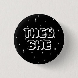 Galaxy Ze/Zij Pronouns Ronde Button 3,2 Cm