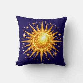 Galaxy Zon en Sterren Nep Goud Navy Blauwe Kussen