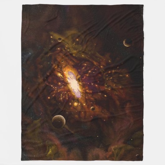 Galaxy, zwarte hol fleece deken (Voorkant)