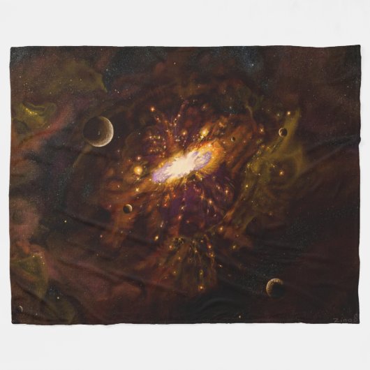 Galaxy, zwarte hol fleece deken (Voorkant (Horizontaal))