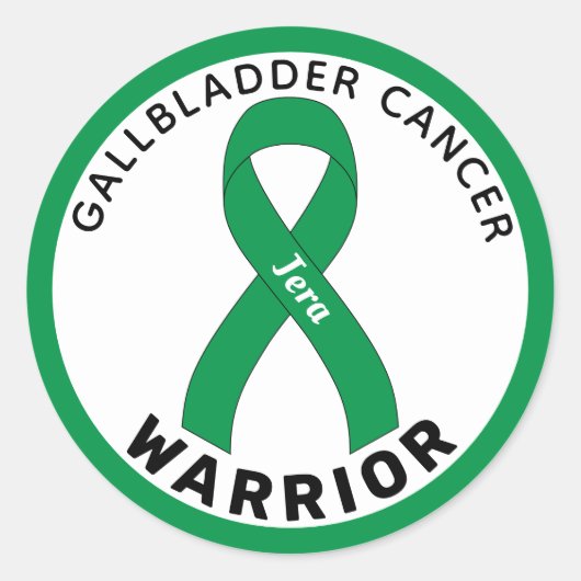 Galblaaskanker Warrior Ribbon White Ronde Sticker (Voorkant)