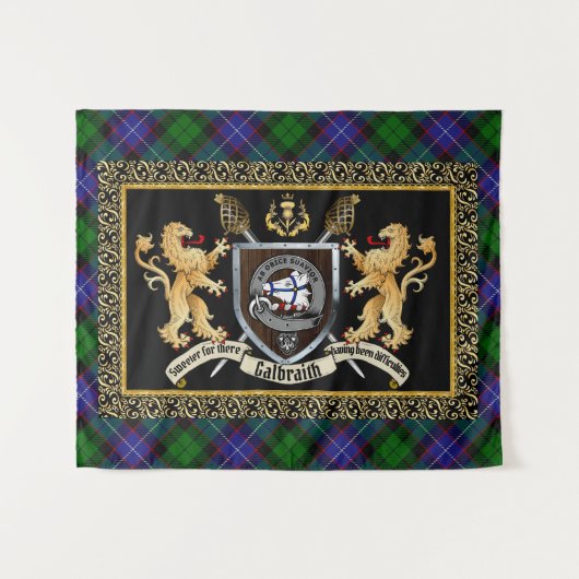 Galbraith Clan Badge & Motto w/Lions Wandkleed (Voorkant (horizontaal))