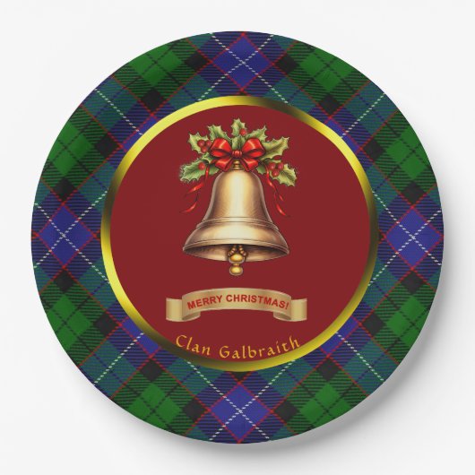 Galbraith Tartan Gepersonaliseerde Kerstmis Papieren Bordje (Voorkant)