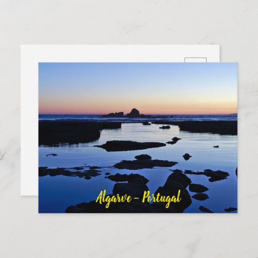 Gale Beach bij de schemering in Albufeira, Algarve Briefkaart (Voorkant / Achterkant)