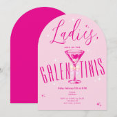 Galen-Tini Martini Hot Pink Galentine's Day Party Kaart (Voorkant / Achterkant)
