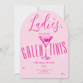 Galen-Tini Martini Hot Pink Galentine's Day Party Kaart (Voorkant)