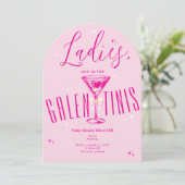 Galen-Tini Martini Hot Pink Galentine's Day Party Kaart (Staand voorkant)