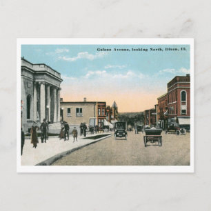 Galena Ave., Dixon, IL Vintage Briefkaart