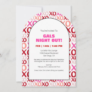 Galenavond uit XOXO Pink Arch Galentijn Day Party Kaart