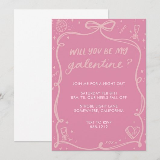 GALENTIJNEN UITNODIGEN KAART (Voorkant / Achterkant)