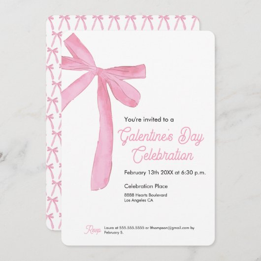 Galentijns dag Roze lintboog thema modern Kaart (Voorkant / Achterkant)