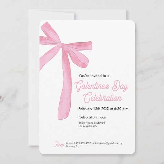 Galentijns dag Roze lintboog thema modern Kaart (Voorkant)