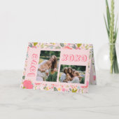 Galentijnsdag bloem 2 foto collage roze xoxo feestdagen kaart (Voorkant)