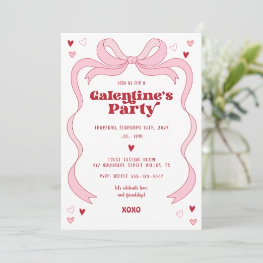 Galentijnsdag brunch party roze boog kaart (Staand voorkant)
