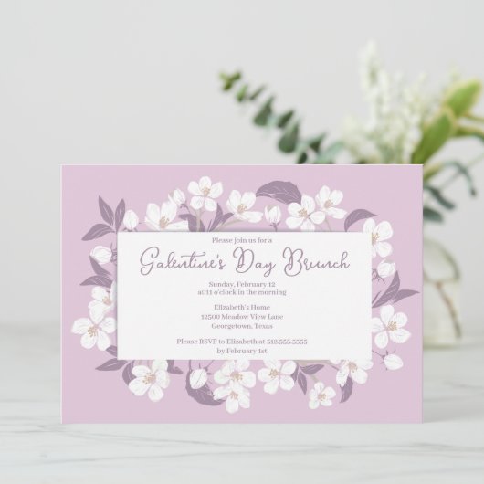 Galentijnsdag Brunch Pink Floral Party (Partij voo Kaart (Staand voorkant)