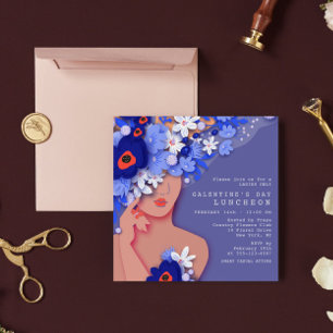 Galentijnsdag Luncheon Modern Girly Floral Kaart