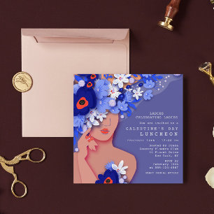 Galentijnsdag Luncheon Modern Girly Floral Kaart