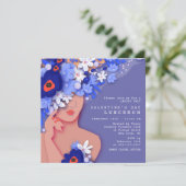 Galentijnsdag Luncheon Modern Girly Floral Kaart (Staand voorkant)